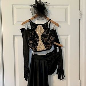 Pumpers Dance Competition Costume Solo Jazz Musical Theater Black Satin Lace